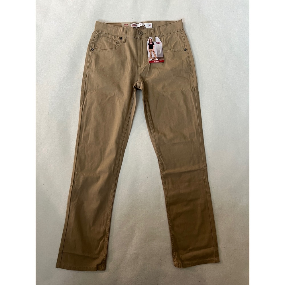 Levi's 511 Slim Stretch Twill Pants Kids Size 16 Khaki Chino Casual